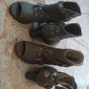 Two pairs of students short boots